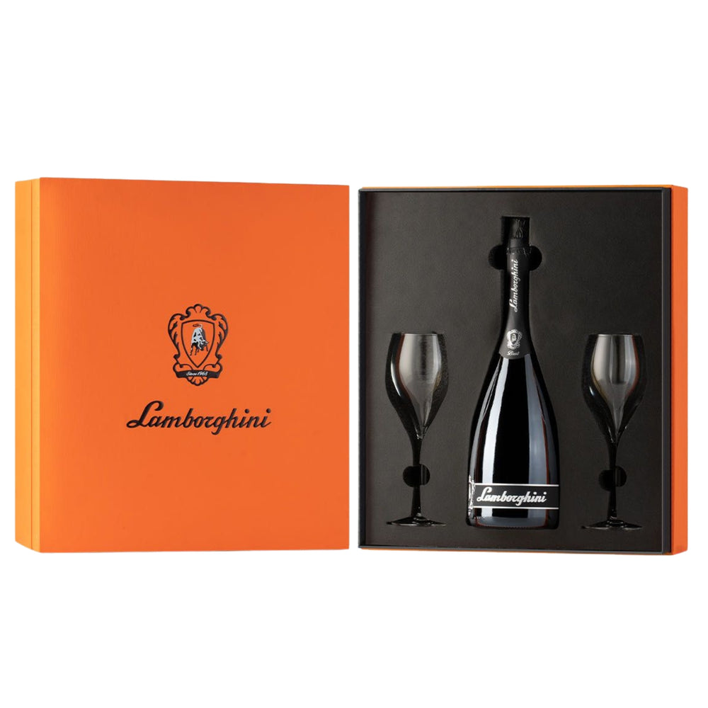 Lamborghini Orange Gift Box & 2 Sparkling glass