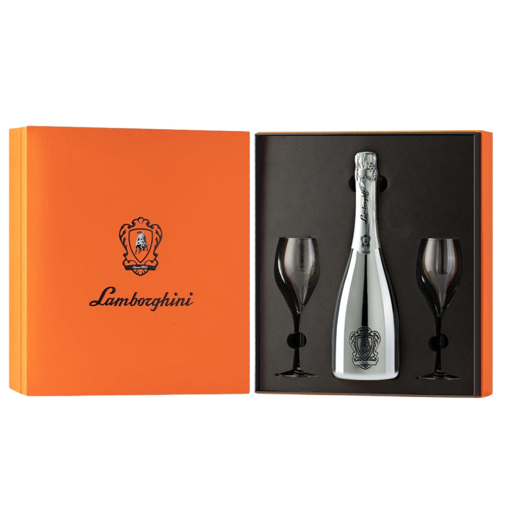 Lamborghini Orange Gift Box & 2 Sparkling glass