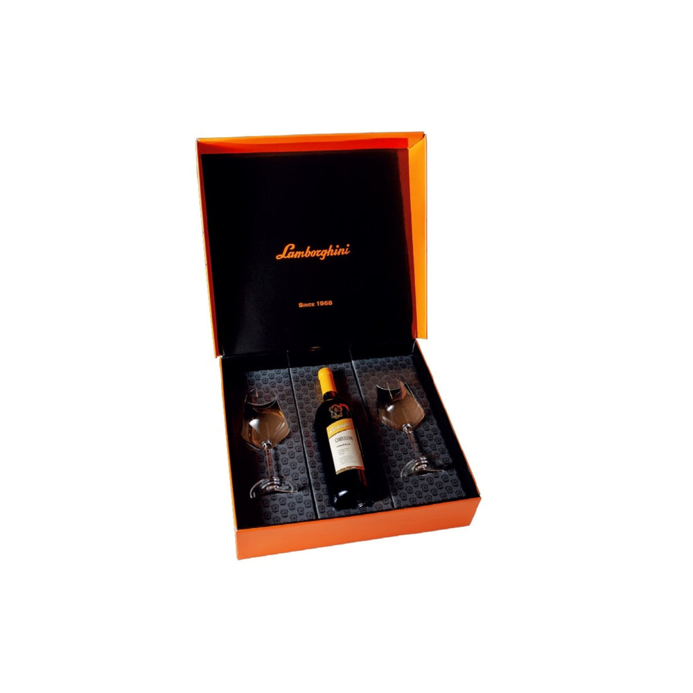 Lamborghini Orange Gift Box Wine & Glasses